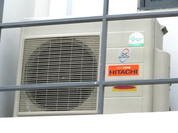 Hitachi Aircon sitting on aircon ledge